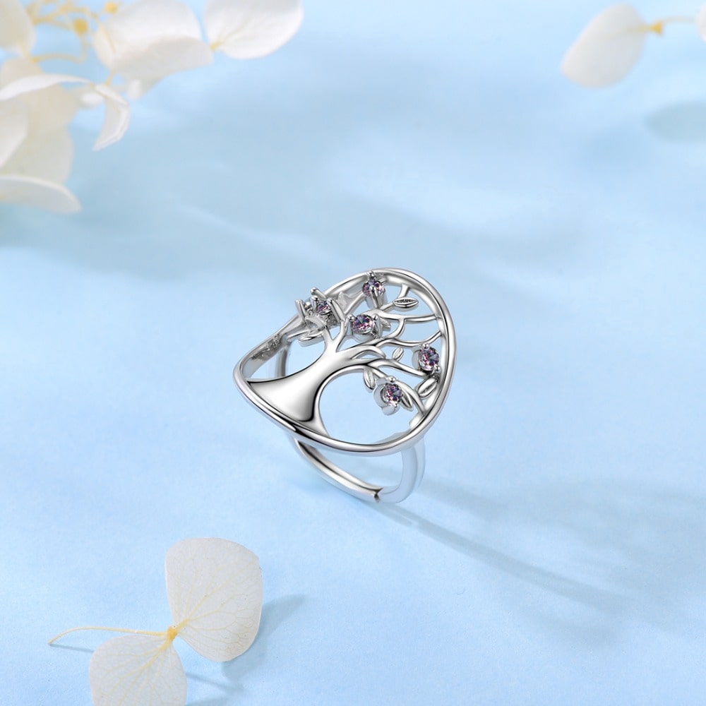 Bague Arbre de Vie femme Topaze en argent Sterling 925