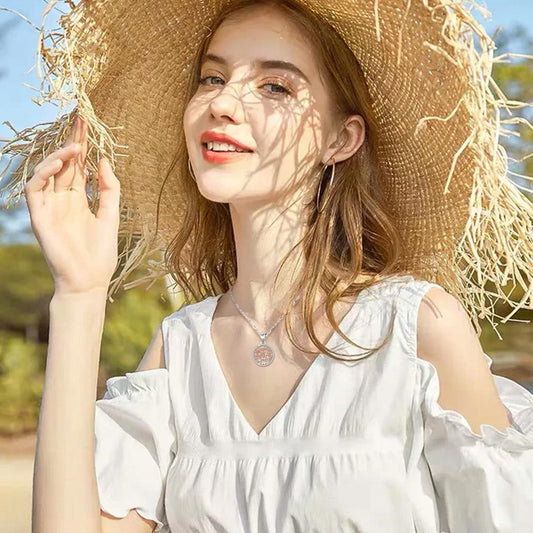 Collier Arbre de Vie Or Rose Diamants en Argent Sterling 925