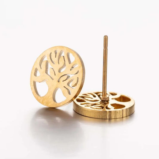 Boucles d’Oreilles Clou Arbre de Vie Or