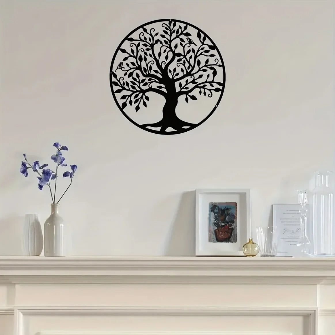 Décoration Murale Arbre de Vie et Oiseaux en Métal