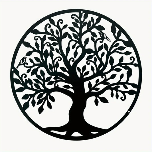 Décoration Murale Arbre de Vie et Oiseaux en Métal 30cm