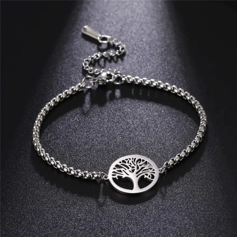 Bracelet Arbre de Vie Homme Argenté en Acier Inoxydable