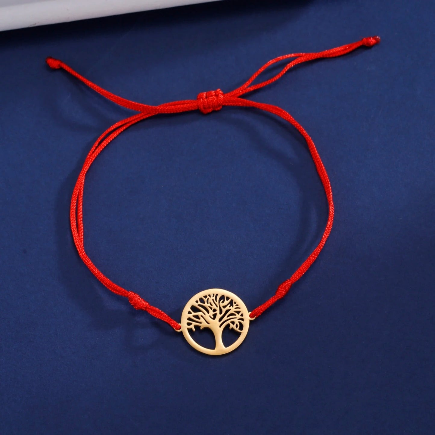 Bracelet Cordon Rouge Arbre de Vie Doré