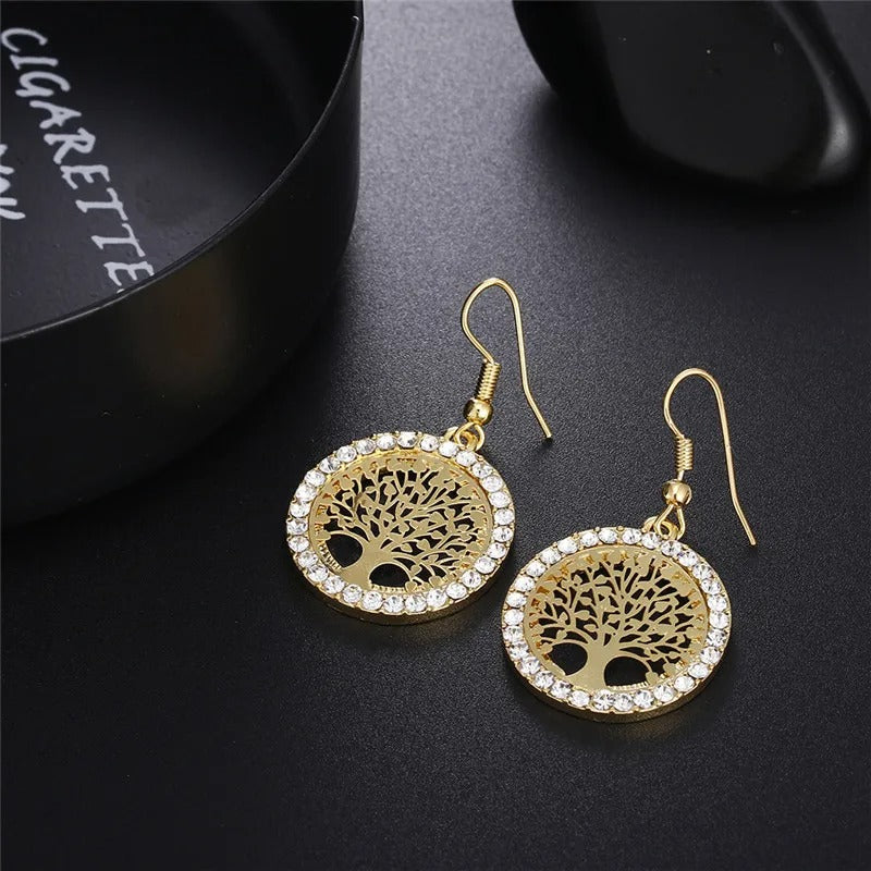 Boucles d’Oreilles Arbre de Vie doré
