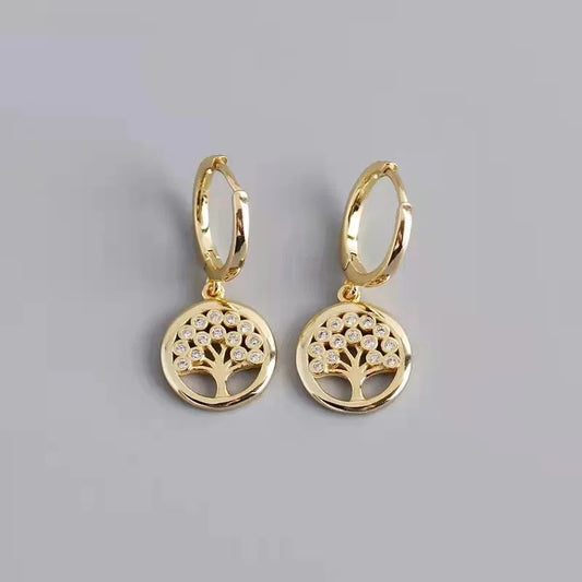 Boucles d’Oreilles Arbre de Vie Doré