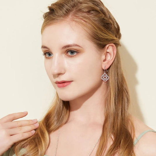 Boucles d’Oreilles Arbre de Vie à Nœud Celtique Argent