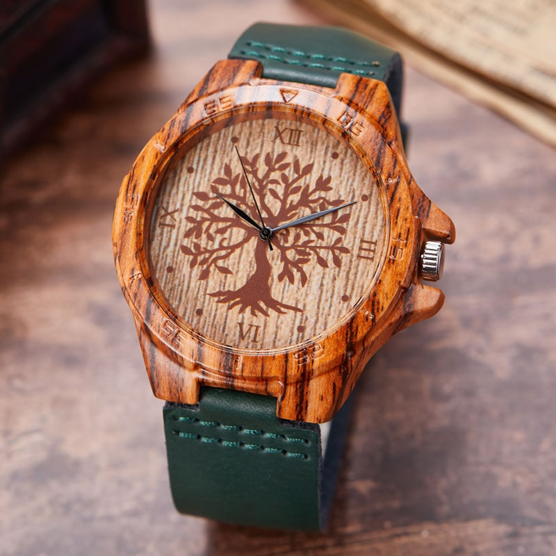 Montre Arbre de Vie Cuir Vert