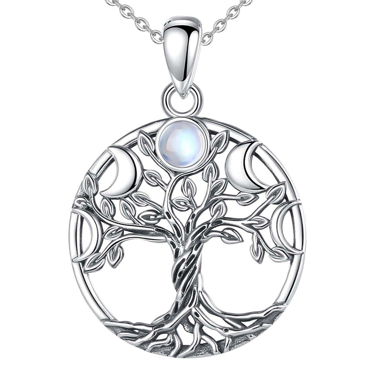 Collier Arbre de Vie Pierre de Lune en Argent Sterling 925