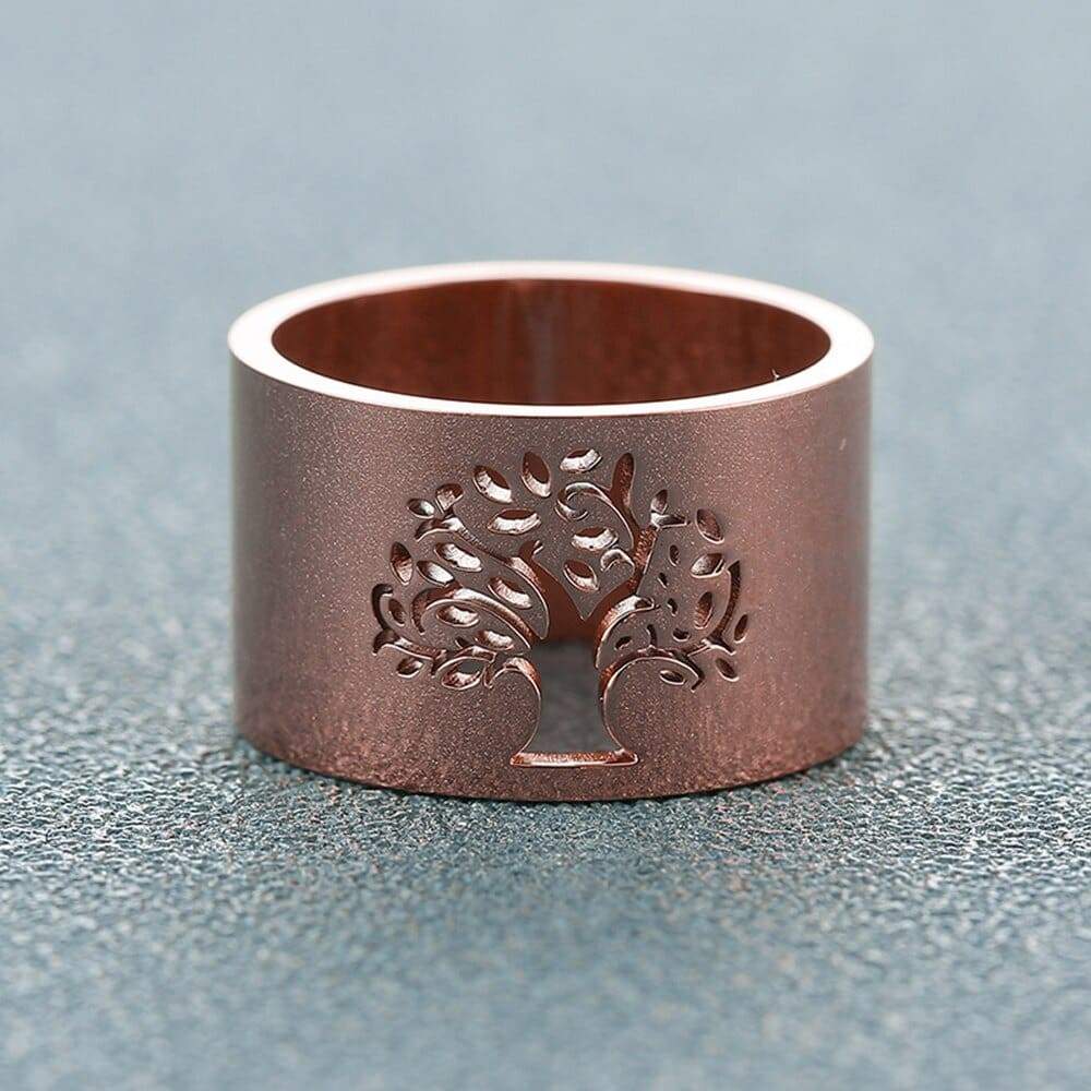 anneau Arbre de Vie Or Rose Acier
