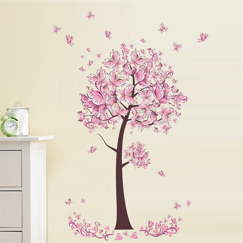 Autocollant Arbre Rose