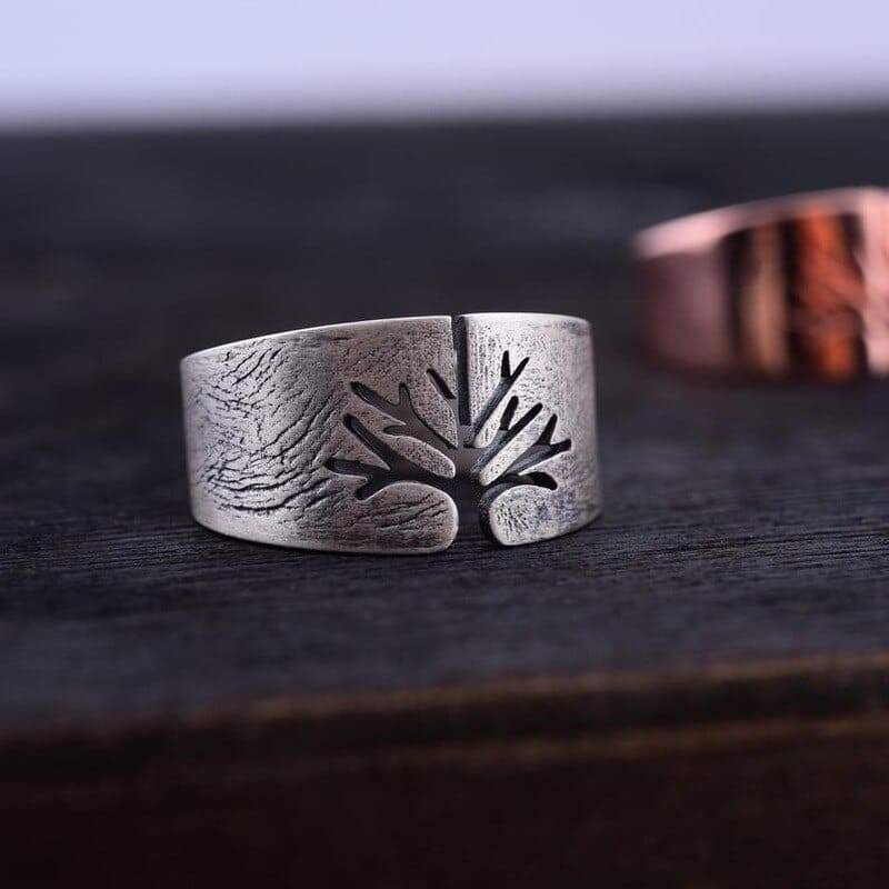 Bague avec Arbre de Vie en Acier Inoxydable