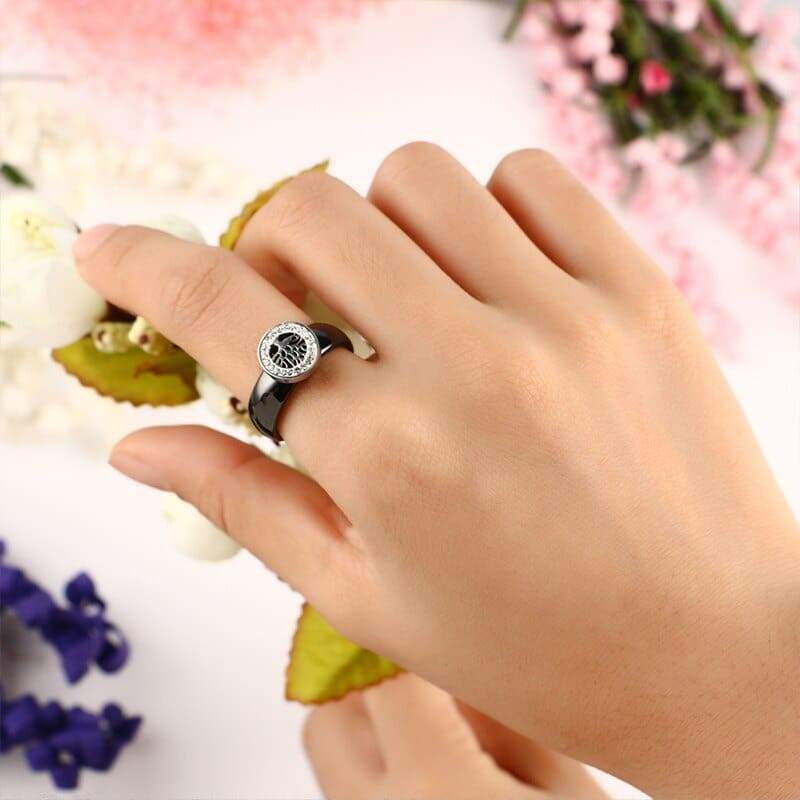 Bague Arbre de Vie Céramique Noir