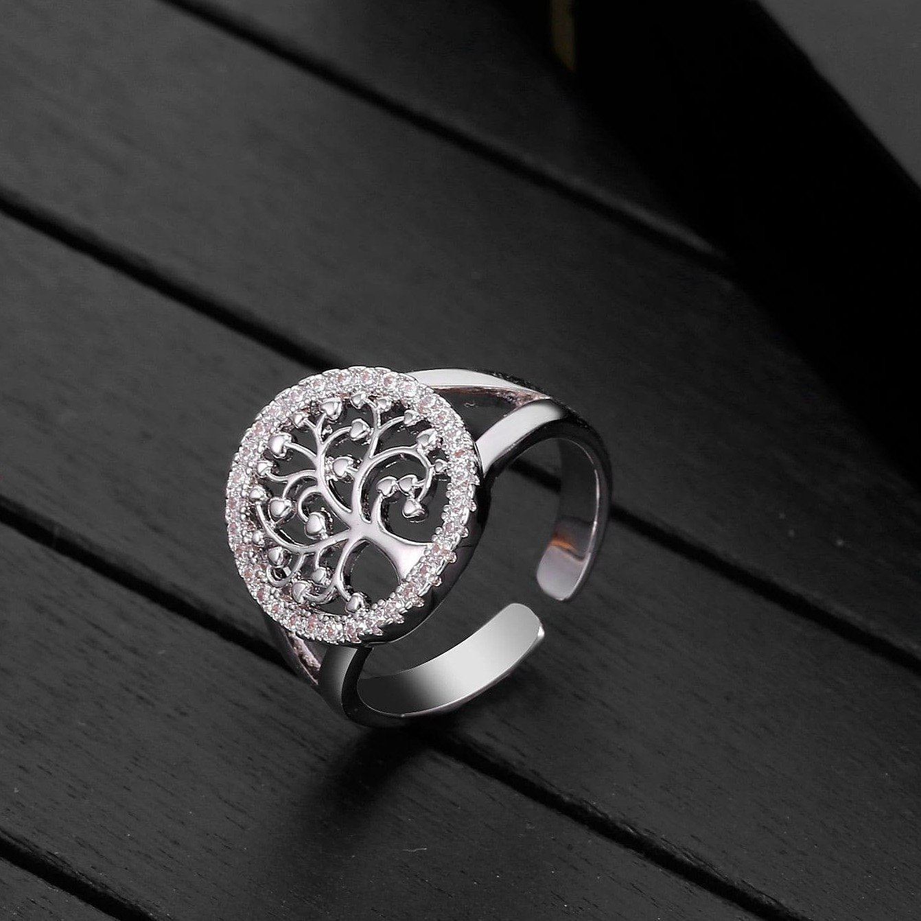 Bague Arbre de Vie zirconium