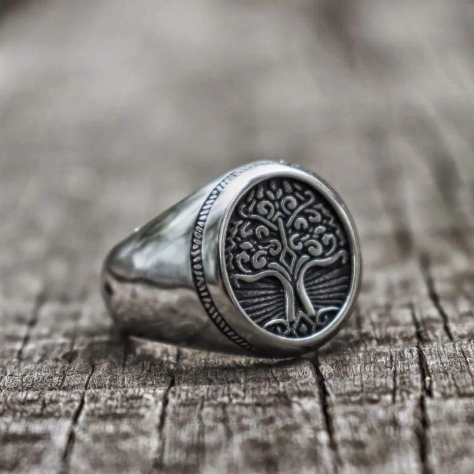 Bague Arbre de Vie acier Homme