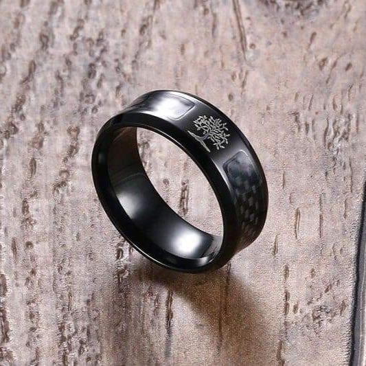 anneau Arbre de Vie Homme Noir