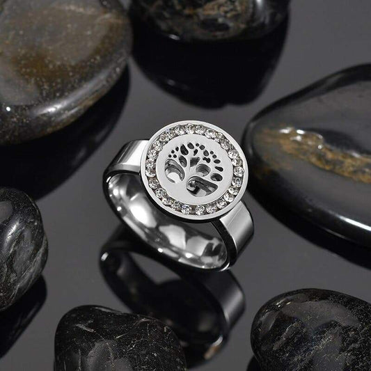 Bague Arbre de Vie Médaille couleur Argent