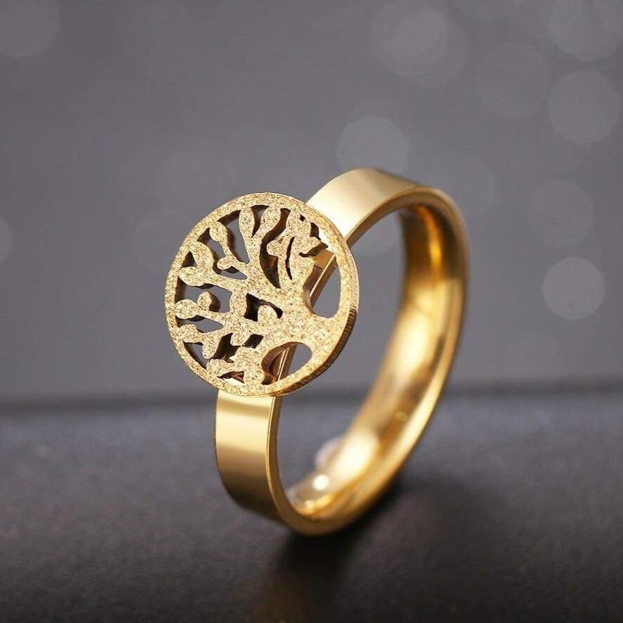 Bague avec Arbre de Vie Plaqué Or