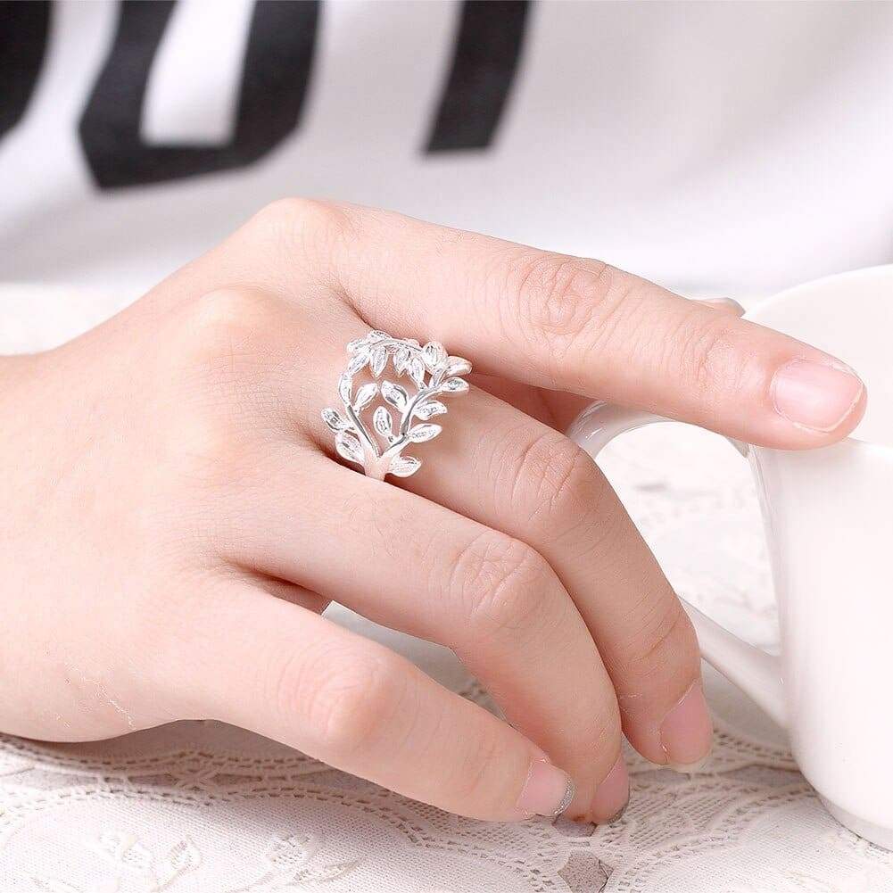 Bague Feuille Argent pour femme