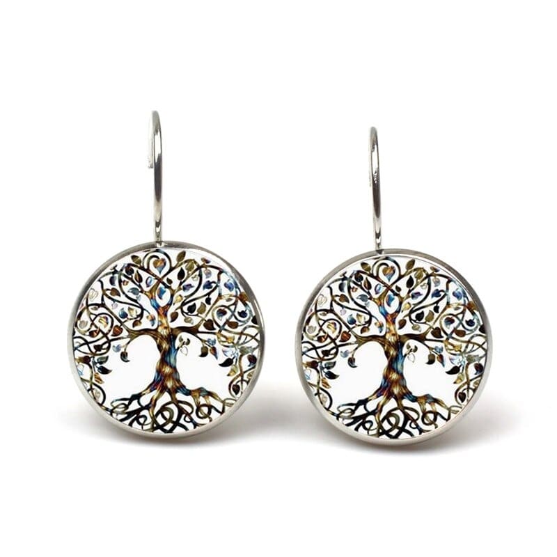 Boucles d’Oreilles Cabochon Arbre de Vie