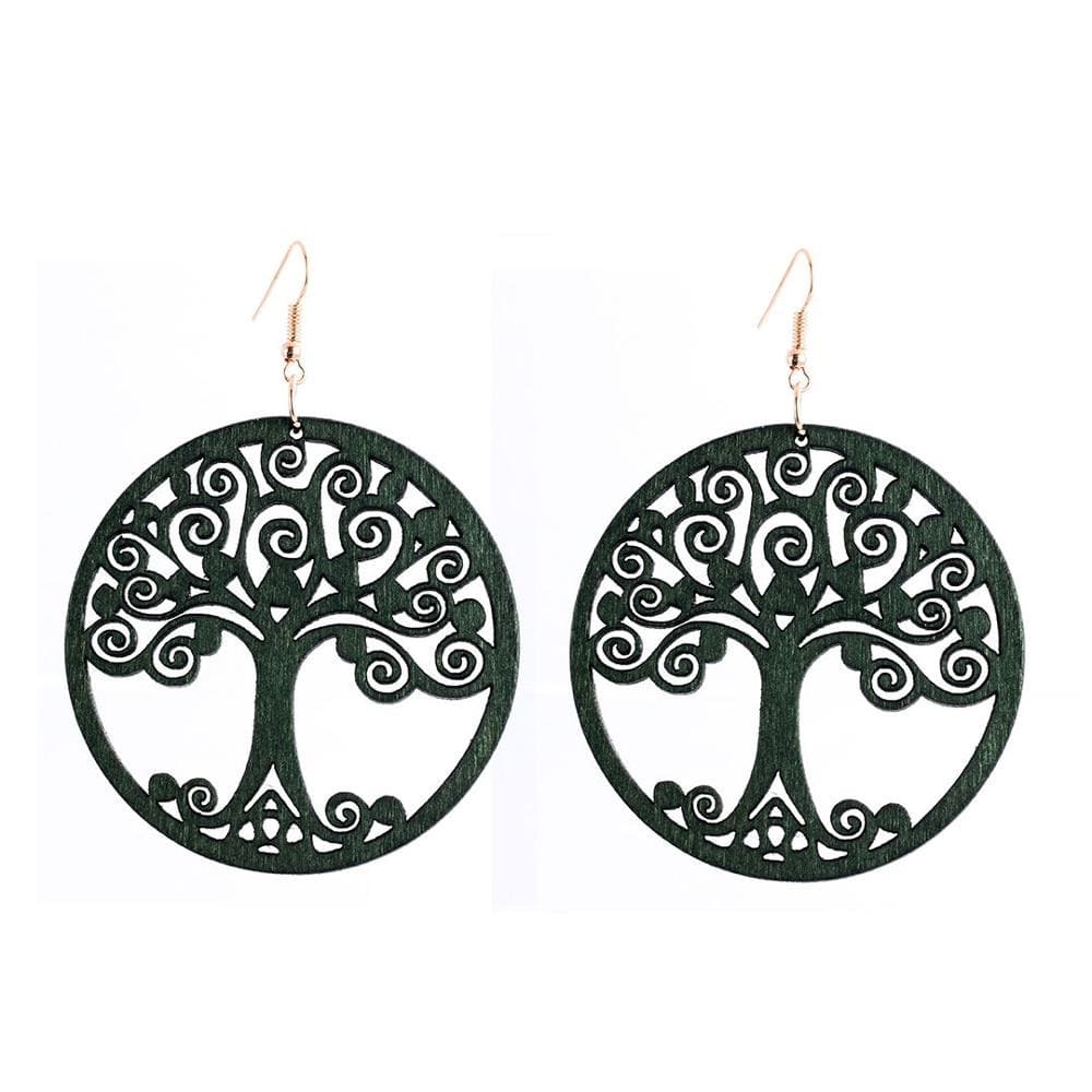 Boucles d’Oreilles Éthnique Vert