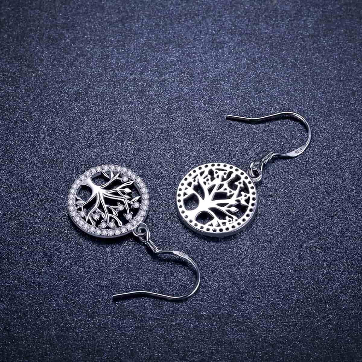 Boucles d’Oreilles Arbre de Vie en Argent