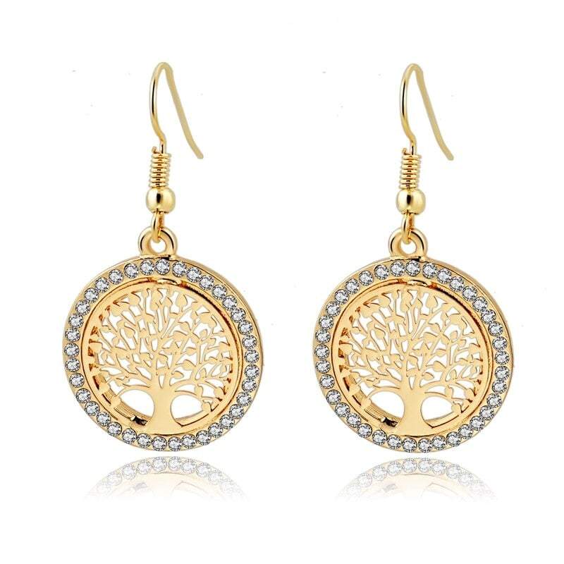 Boucles d’Oreilles Arbre de Vie Or Diamant