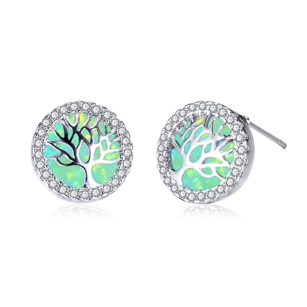 Boucles d’Oreilles Arbre de Vie Vert