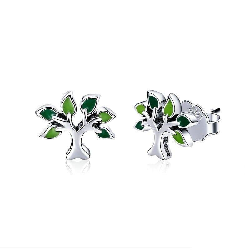 Boucles d’Oreilles Feuille Verte