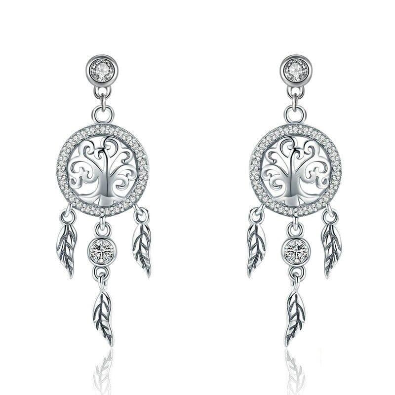 Boucles d’Oreilles Attrape Rêve Argent