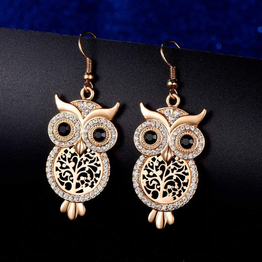 Boucles d’Oreilles Chouette doré