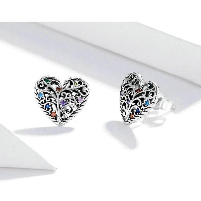 Boucles d’Oreilles Cœur en Argent