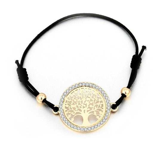 Bracelet cordon avec plaqué Arbre de Vie or