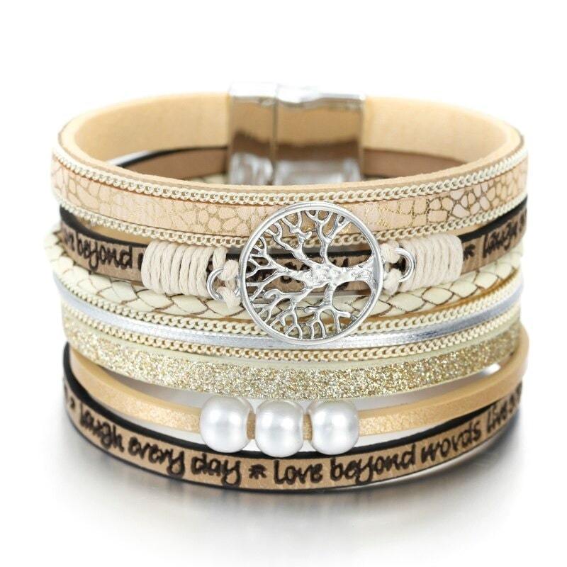 Bracelet Arbre de Vie Cuir Femme