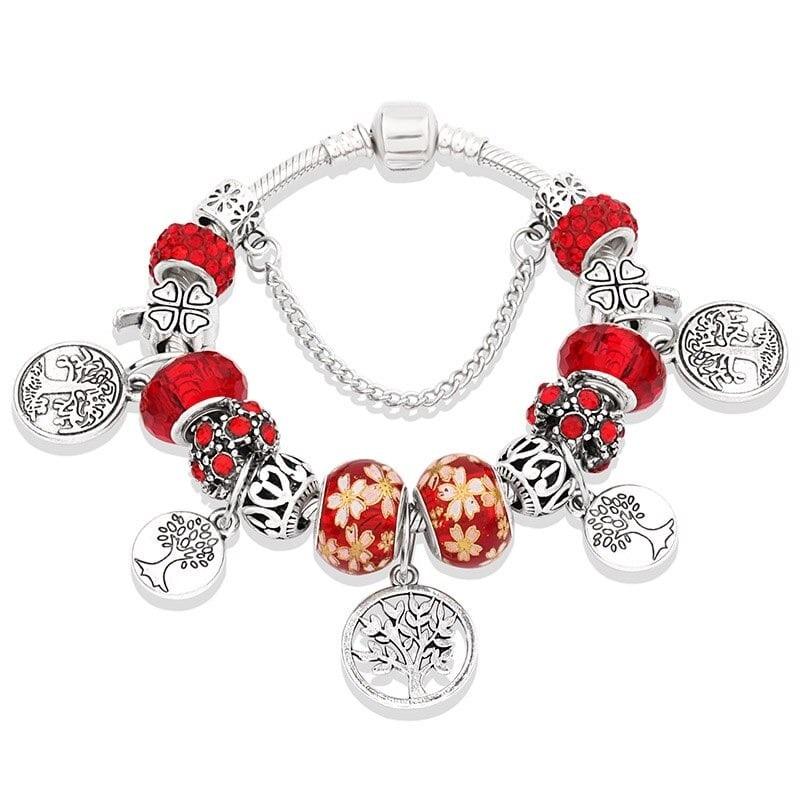 Bracelet Arbre de Vie Fantaisie Rouge