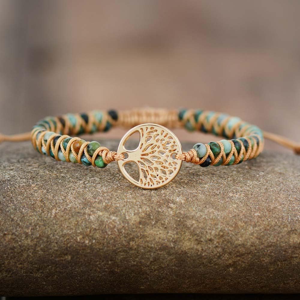 Bracelet Arbre de Vie en Pierre de Jaspe Africain
