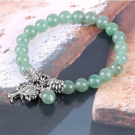 Bracelet Aventurine Verte avec arbre de vie
