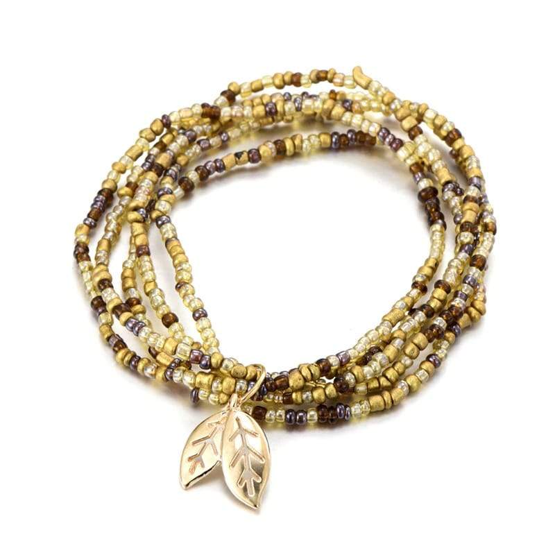 Bracelet Bohème Jaune feuille