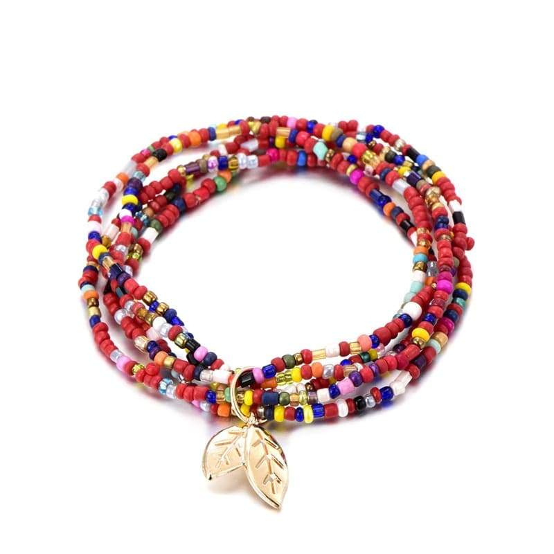 Bracelet feuille Bohème Rouge