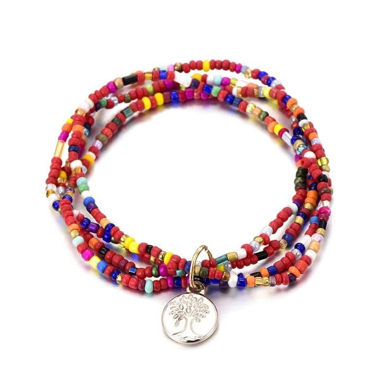 Bracelet Arbre de Vie Bohème Rouge