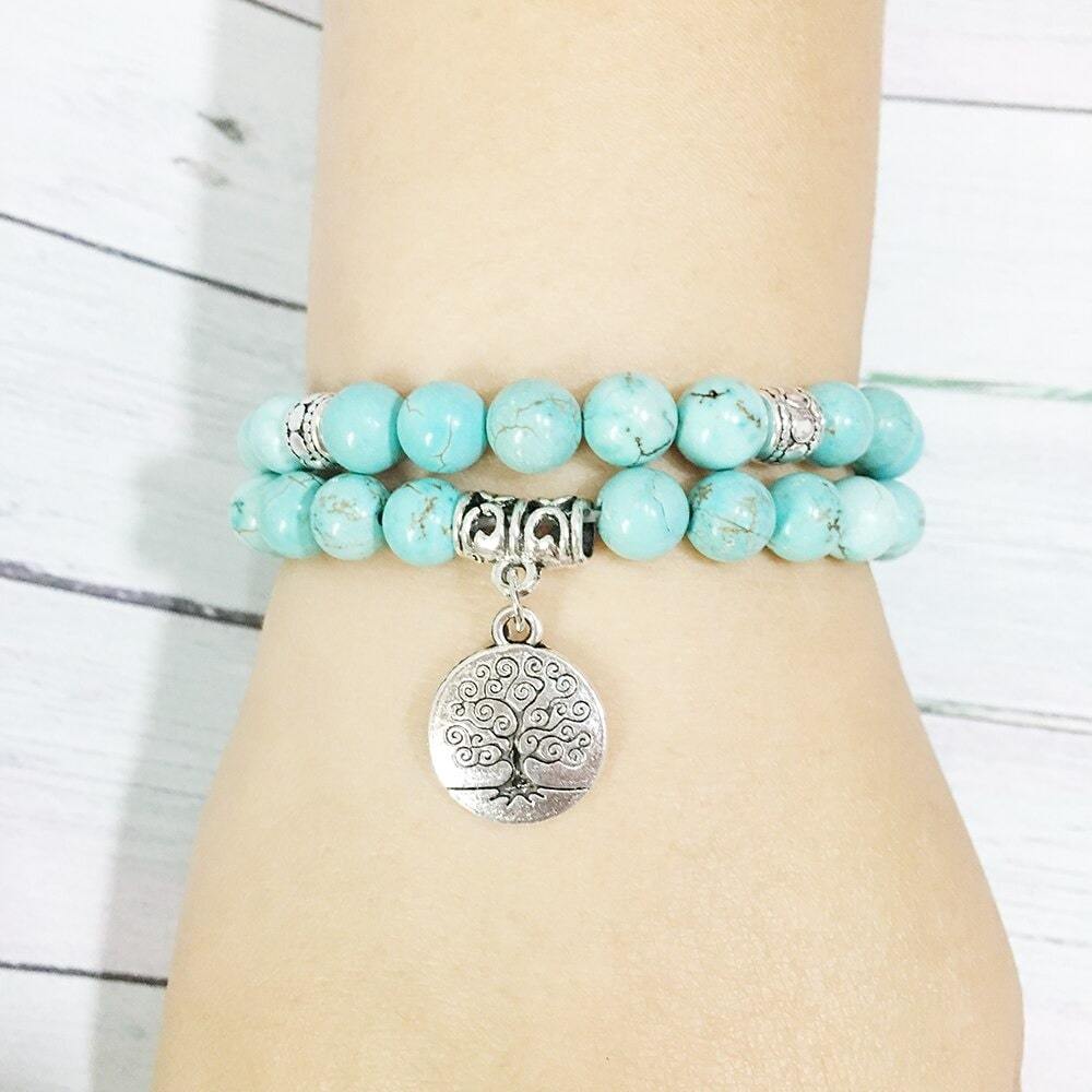 double Bracelet Arbre de Vie Turquoise
