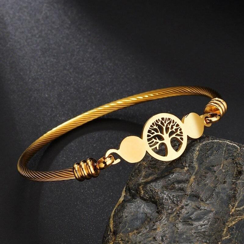 Bracelet Jonc Or Arbre de Vie