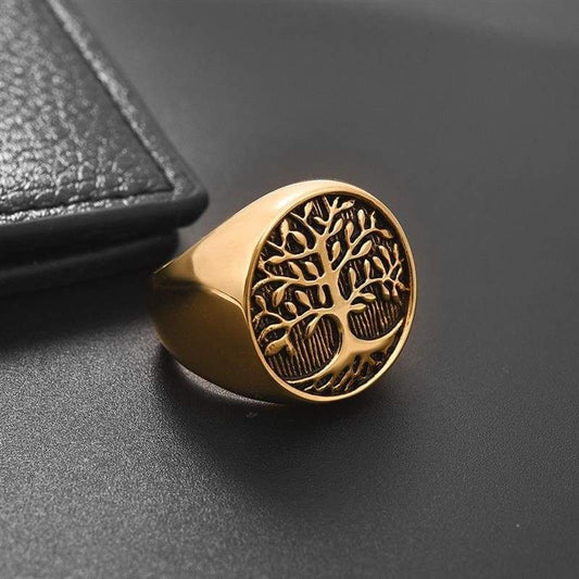 Chevalière Arbre de Vie doré