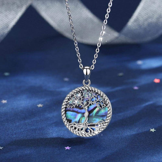 Pendentif Arbre de Vie Nacre Bleue