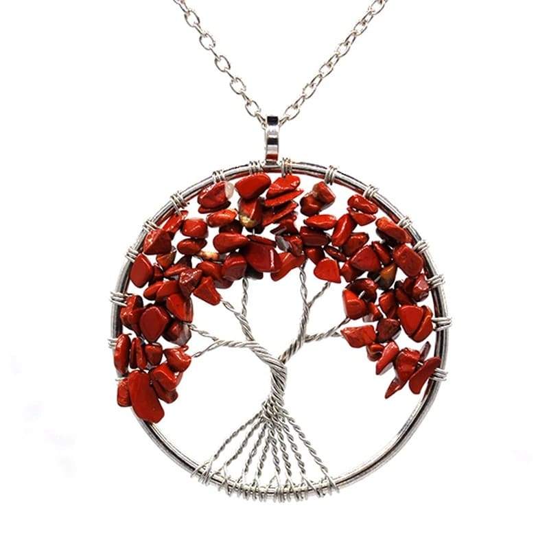 Collier Arbre de Vie Pierre Rouge