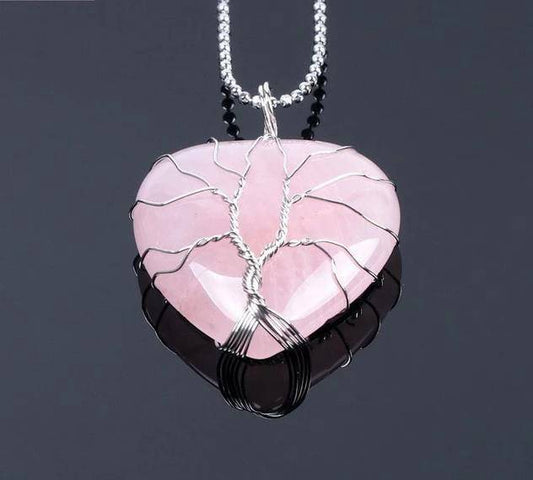 pendentif Arbre de Vie Quartz Rose
