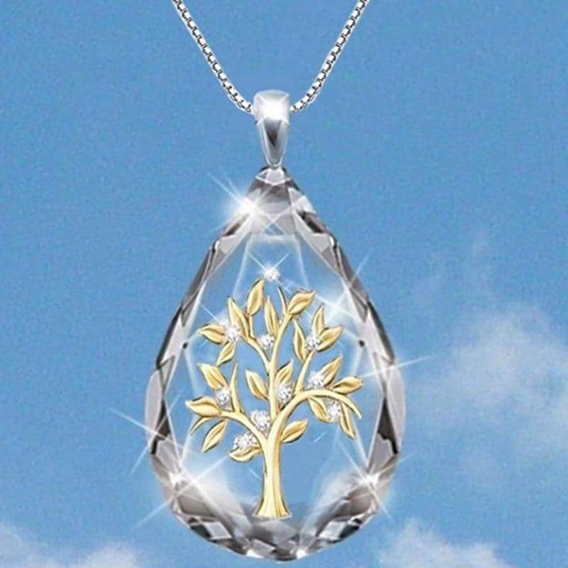 Collier arbre de vie en Forme de Goutte d'eau