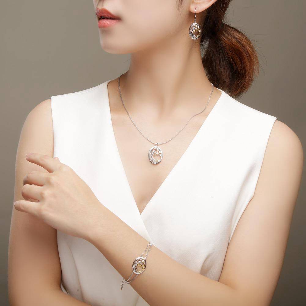 Collier Arbre de Vie Feuille Dorée Argent Sterling 925