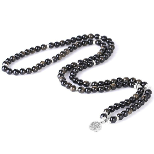 Bracelet Mala de protection Obsidienne