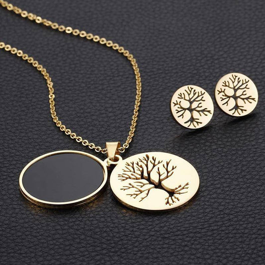 Collier Arbre de Vie Or + Boucles d'Oreilles