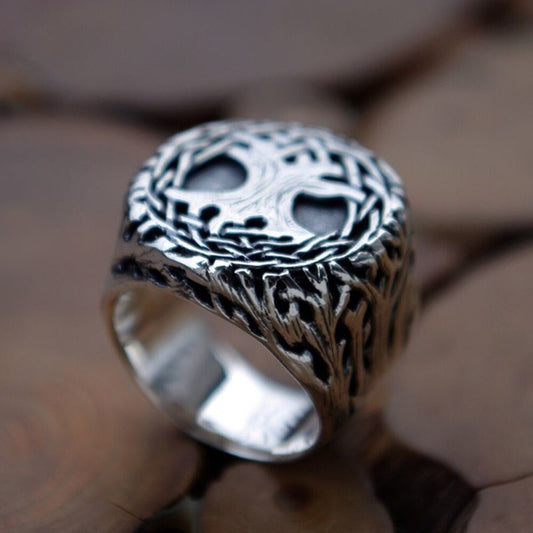 Bague Arbre de Vie Yggdrasil Viking en acier inoxydable